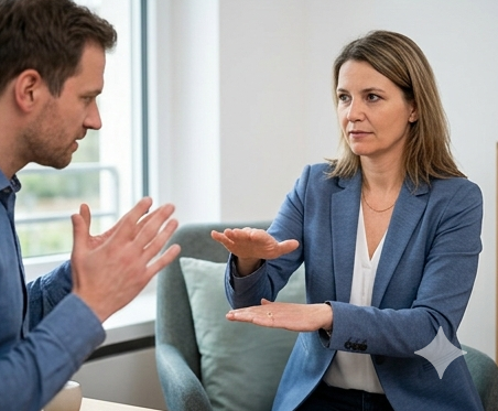 Gesprächspartner bleiben bei Konflikt ruhig